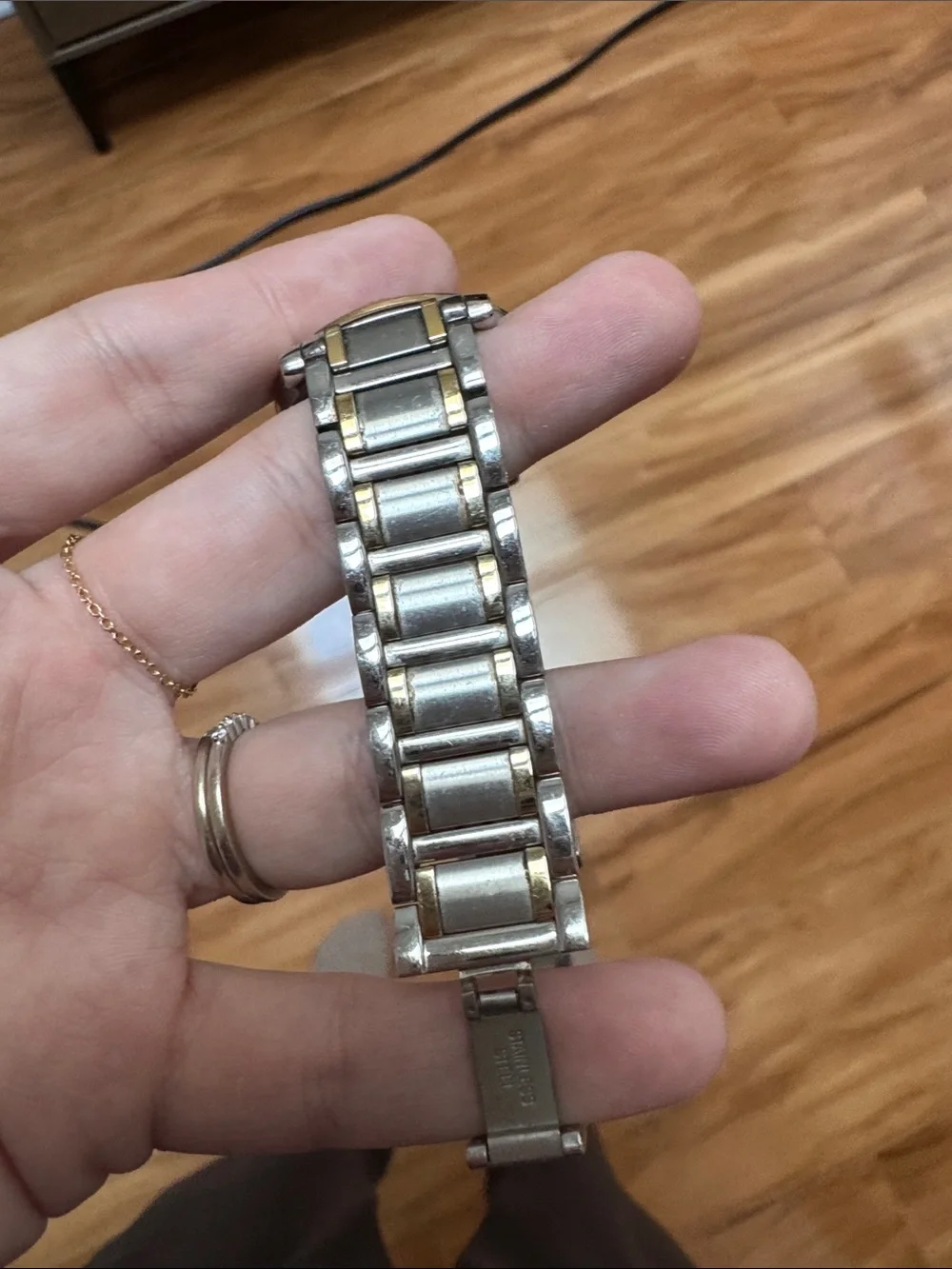 Bulova Two-Tone Silver & Gold Bracelet Watch with Crystal bezel & Diamond face